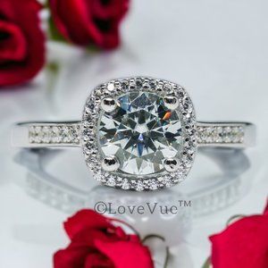 Certified 1ct. t.w. Diamond Halo Square Frame Engagement Wedding Ring